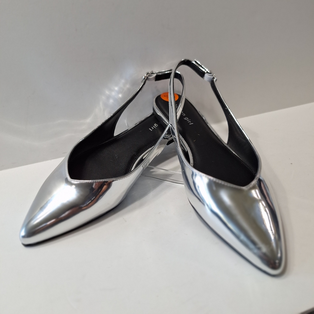 Madden Girl Silver Pointed Slingback Flats